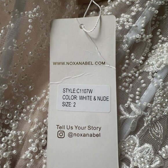 NWT Nox Anabel C1107W Tulle Prom Dress White & Nude Size 2 - Picture 7 of 8